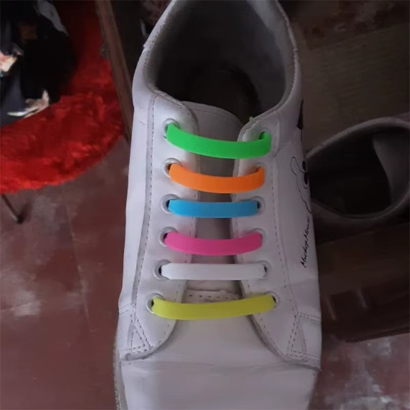16PCS Third Version Silicone Elastic Shoelaces Fashion Unisex Athletic No Tie Lazy Shoe Lace All Sneakers Fit Quick Shoe Lace