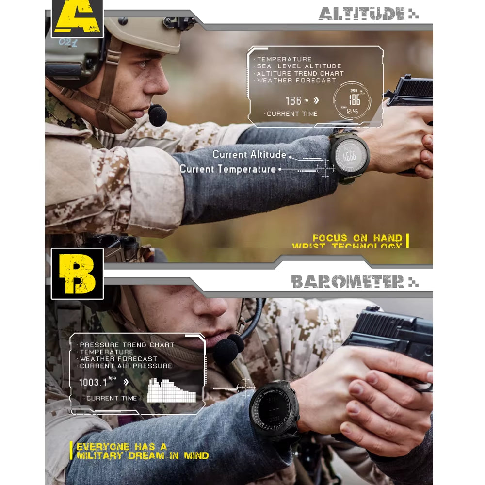 Smart Watch Men Speedometer Sport Watch Hiking Altimeter Barometer Compass Fitness Tracker Digital Wearable Watch