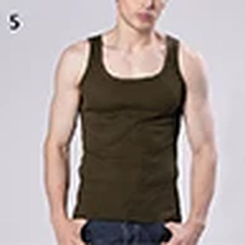 Men'S Casual Tank Sleeveless Square Neck Exercise Muscle Slim Vest Top Bodybuilding Fitness Muscle Singlet T-Shirts Camisetas