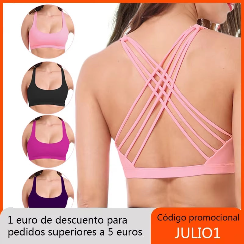 SEXYWG Cross Back Open Halter Sports Bras Sexy Vest Top Fitness Women Running Sport Bh Yoga Shirt Bra Gym Compression Brassiere