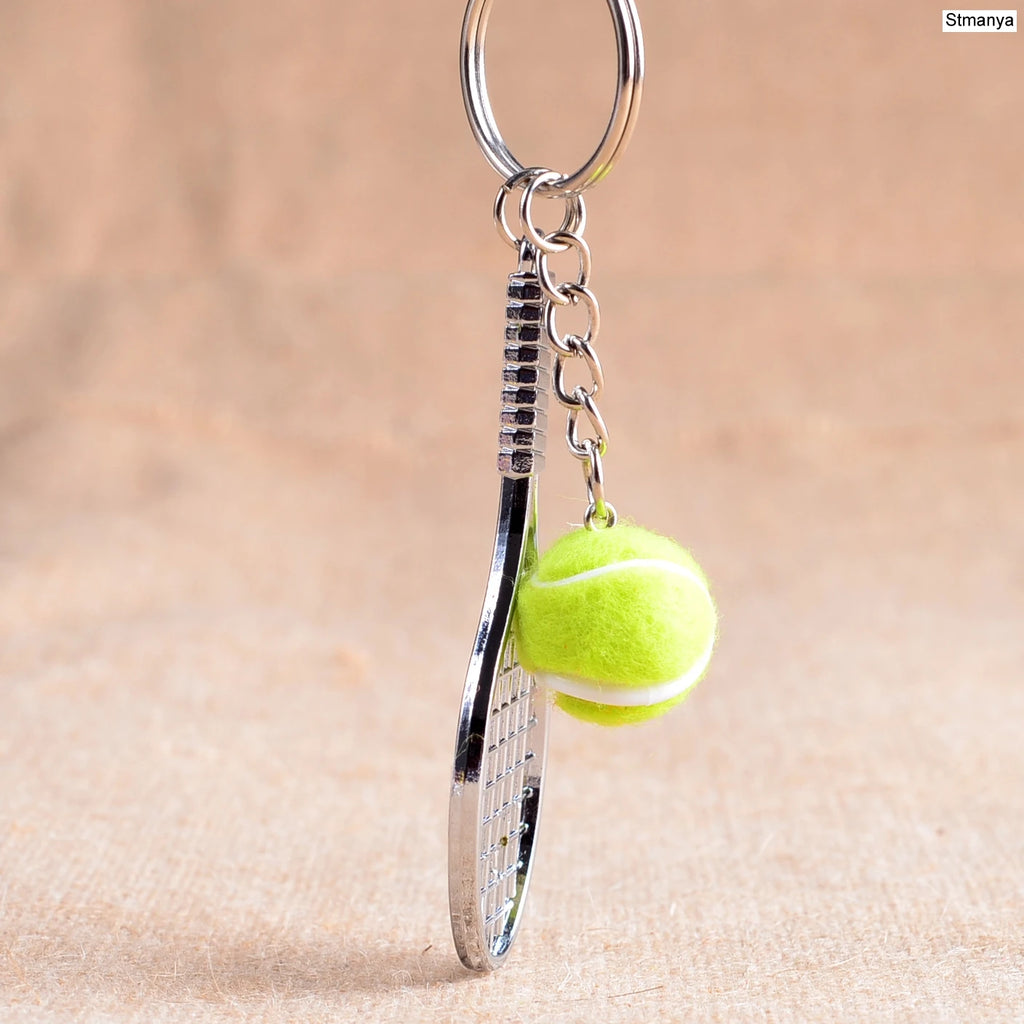 Tennis Racket Keychain - Cute Sport Mini Keychain 6 Color Pendant Car Keyring Sports Key Chain Love Sports Gifts