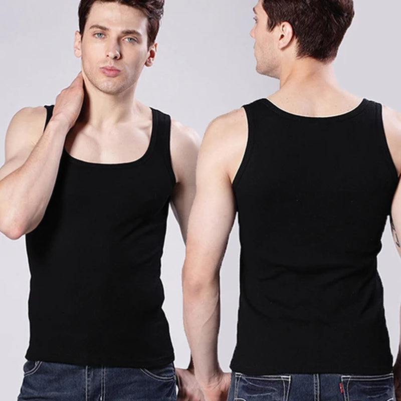Men'S Casual Tank Sleeveless Square Neck Exercise Muscle Slim Vest Top Bodybuilding Fitness Muscle Singlet T-Shirts Camisetas