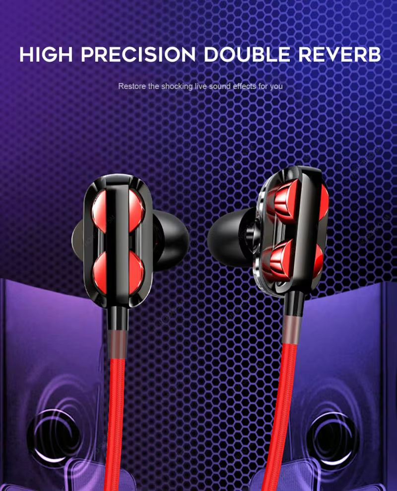 2025 Hifi Wired Earphone 3.5Mm Quad Core Sport Running Headphones Bass Stereo Headset Music Earbuds HD Microphone Hands Free