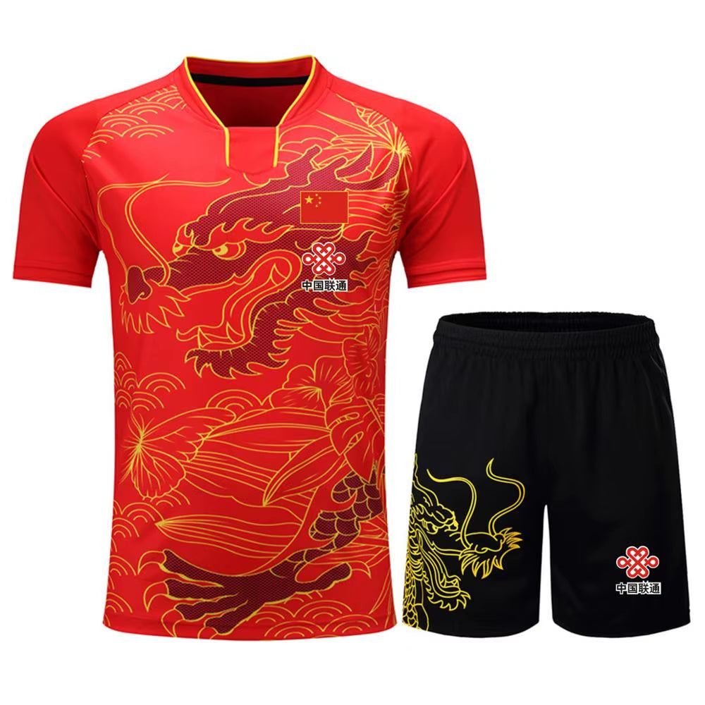 Sports CHINA Dragon Table Tennis Jerseys Shorts Men Women Child Kids Ping Pong Jersey Table Tennis Shirt Sets Sport Soccer Shirt