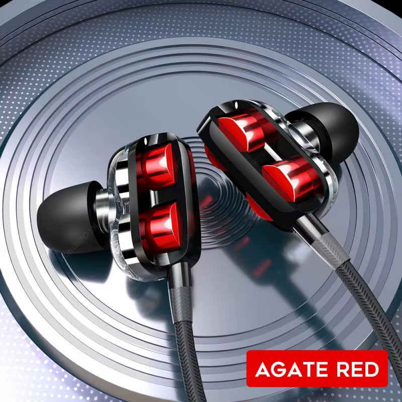2025 Hifi Wired Earphone 3.5Mm Quad Core Sport Running Headphones Bass Stereo Headset Music Earbuds HD Microphone Hands Free