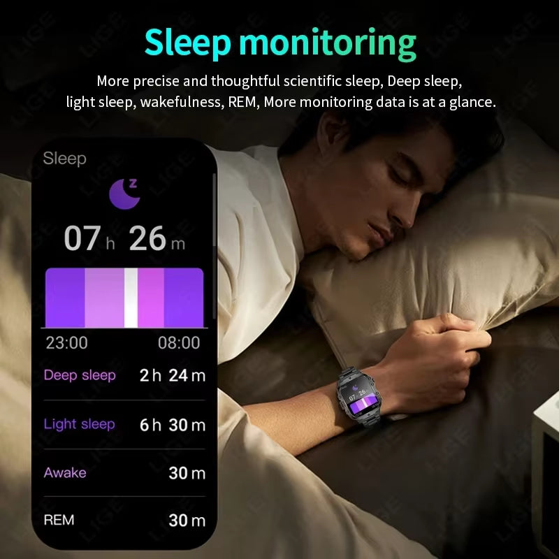 2025 Rugged Military Smart Watch Men Outdoor Watches Lp68 Waterproof 2.01" Al Voice Bluetooth Call Smartwatch for Android Los