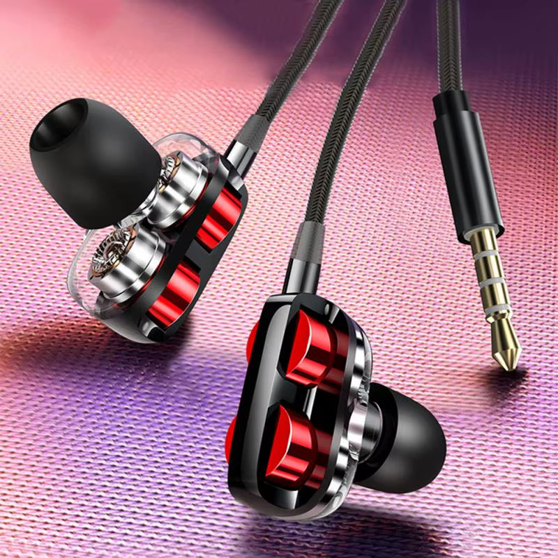 2025 Hifi Wired Earphone 3.5Mm Quad Core Sport Running Headphones Bass Stereo Headset Music Earbuds HD Microphone Hands Free