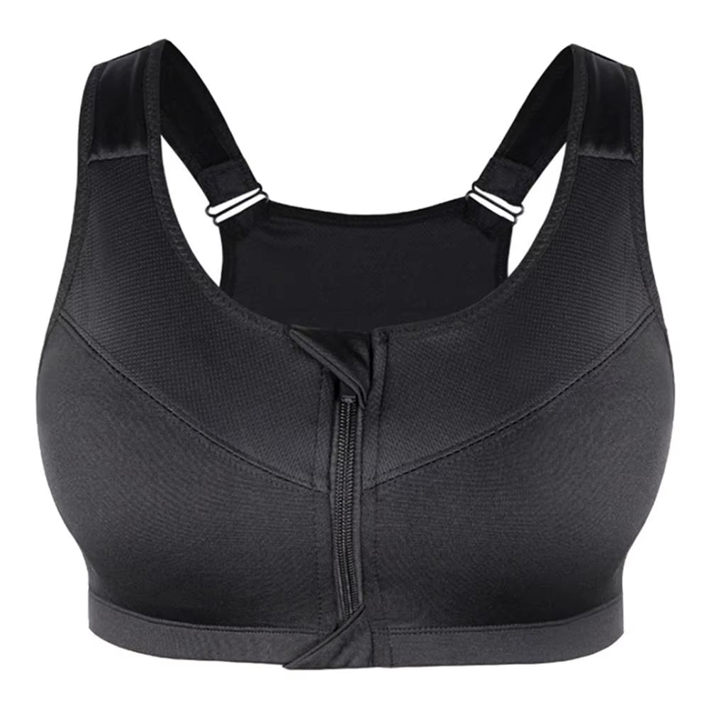 Plus Size Top Women Front Zipper Sports Bras Underwear Shockproof Gym Fitness Push up Athletic Running Yoga Sport Bra Top 3XL