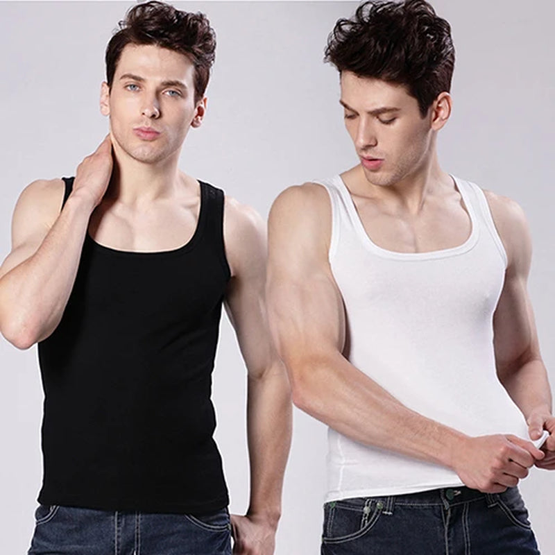 Men'S Casual Tank Sleeveless Square Neck Exercise Muscle Slim Vest Top Bodybuilding Fitness Muscle Singlet T-Shirts Camisetas