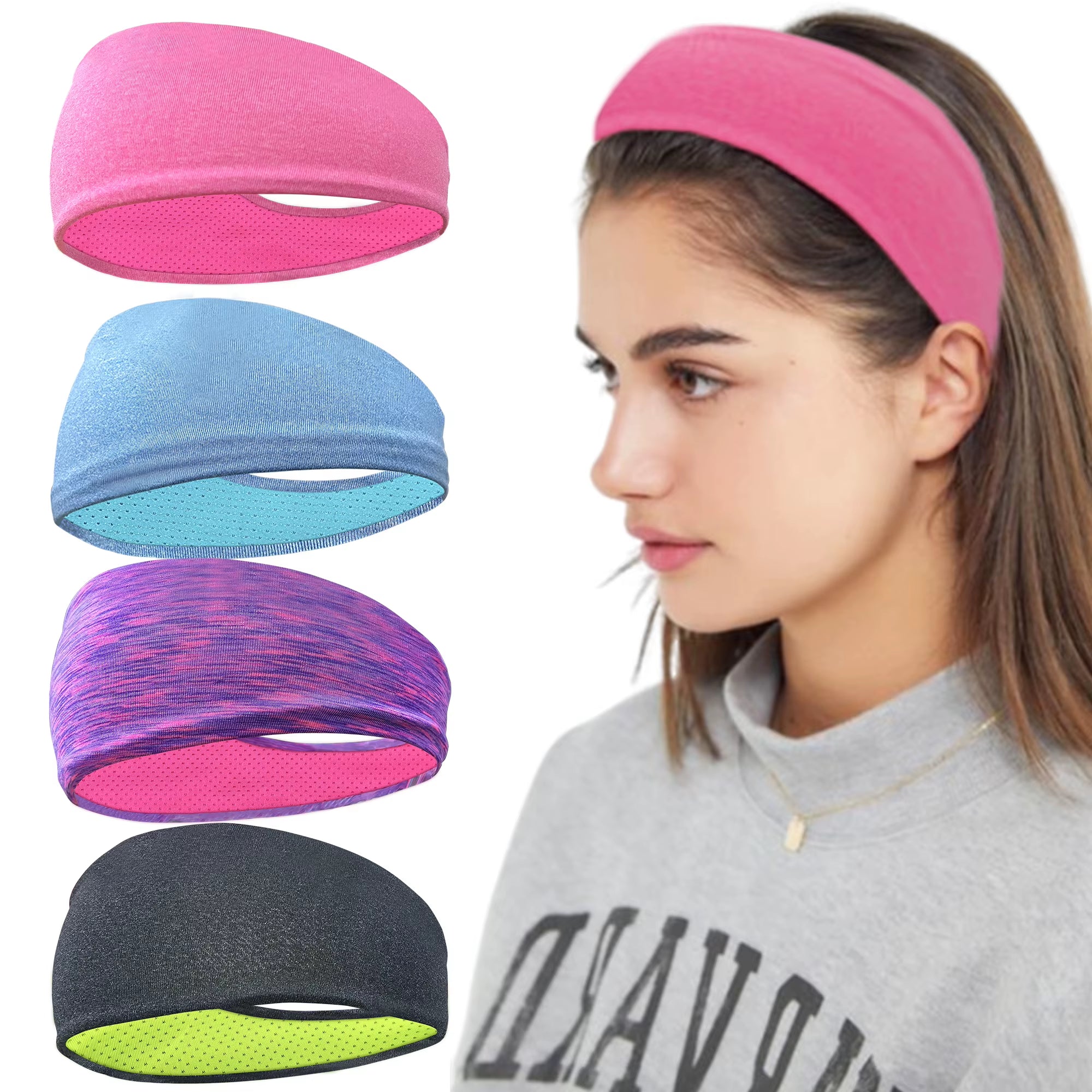 4/5Pcs Sweatband for Men Women Elastic Sport Hairbands Head Band Yoga Headbands Headwear Headwrap Sport Workout Hair Accessories