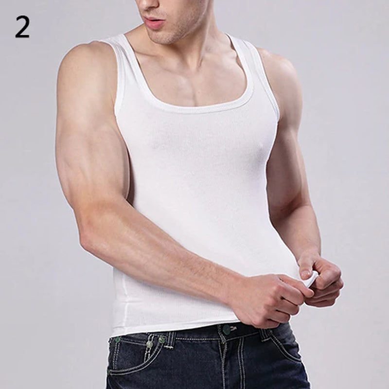 Men'S Casual Tank Sleeveless Square Neck Exercise Muscle Slim Vest Top Bodybuilding Fitness Muscle Singlet T-Shirts Camisetas