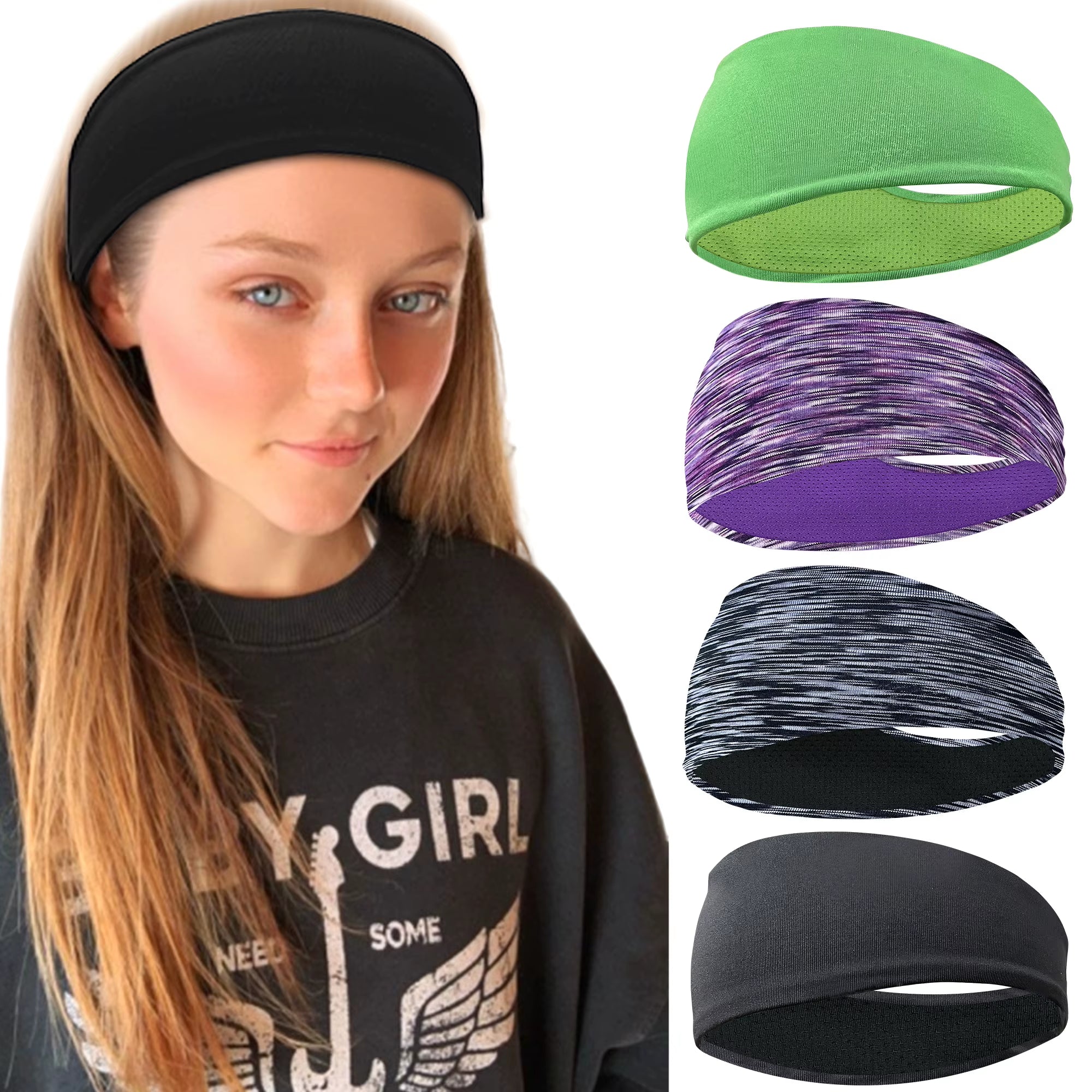 4/5Pcs Sweatband for Men Women Elastic Sport Hairbands Head Band Yoga Headbands Headwear Headwrap Sport Workout Hair Accessories