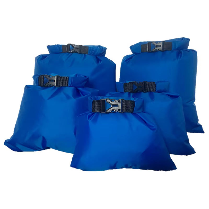 5Pcs Outdoor Waterproof Swimming Dry Bag Beach Buckled Storage Sack Camping Drifting Snorkeling Bags with Adjustable Strap Hook