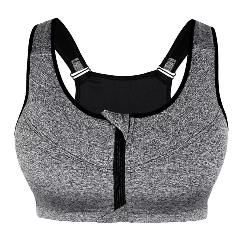 Plus Size Top Women Front Zipper Sports Bras Underwear Shockproof Gym Fitness Push up Athletic Running Yoga Sport Bra Top 3XL