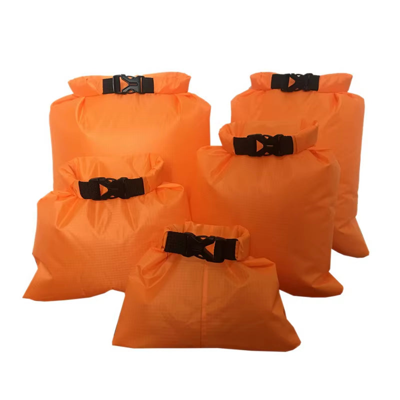 5Pcs Outdoor Waterproof Swimming Dry Bag Beach Buckled Storage Sack Camping Drifting Snorkeling Bags with Adjustable Strap Hook