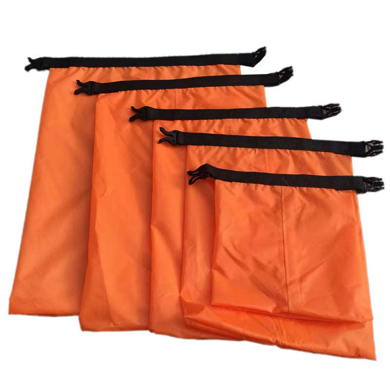 5Pcs Outdoor Waterproof Swimming Dry Bag Beach Buckled Storage Sack Camping Drifting Snorkeling Bags with Adjustable Strap Hook