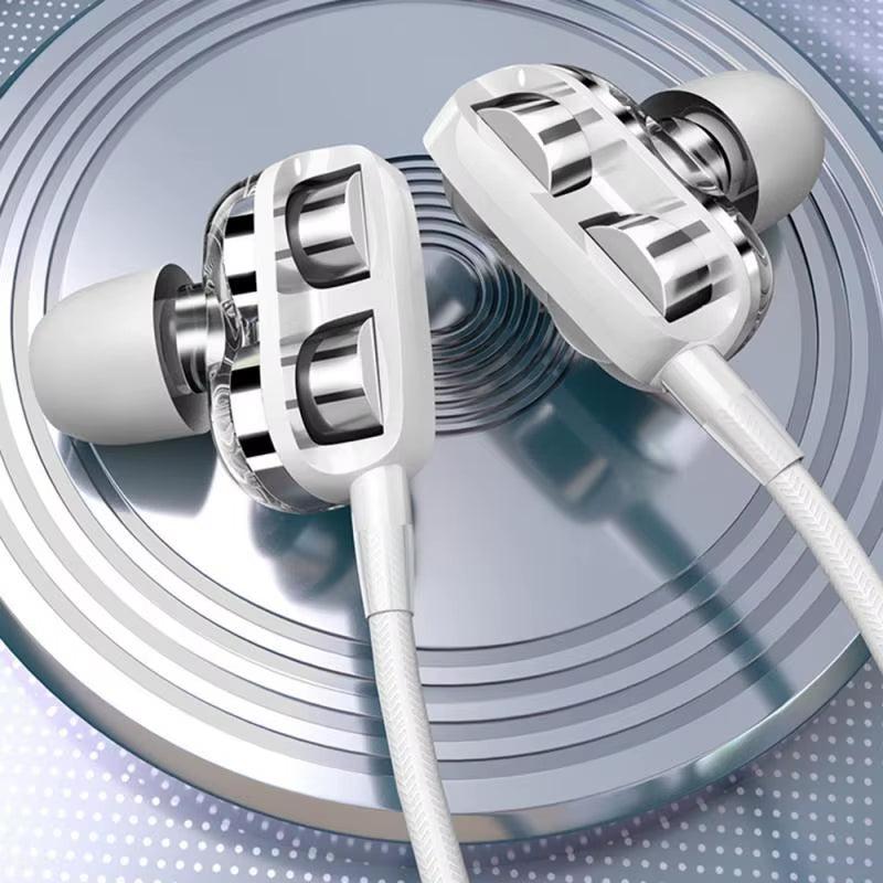 2025 Hifi Wired Earphone 3.5Mm Quad Core Sport Running Headphones Bass Stereo Headset Music Earbuds HD Microphone Hands Free