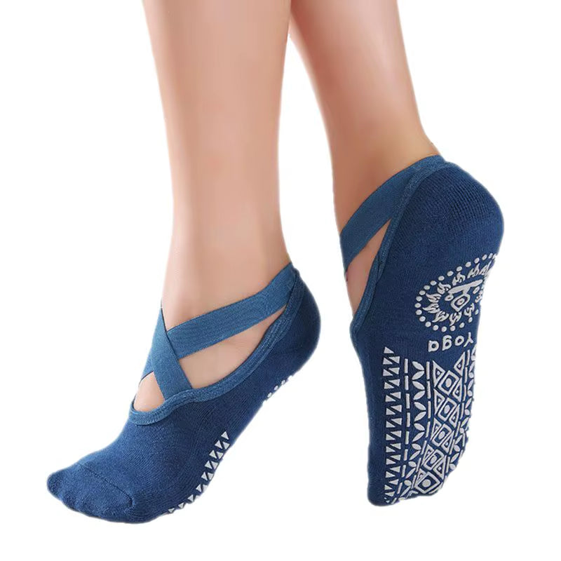 N58B Yoga Socks for Women Non-Slip Grips & Straps Fitness Sport Ballet Pilates Socks