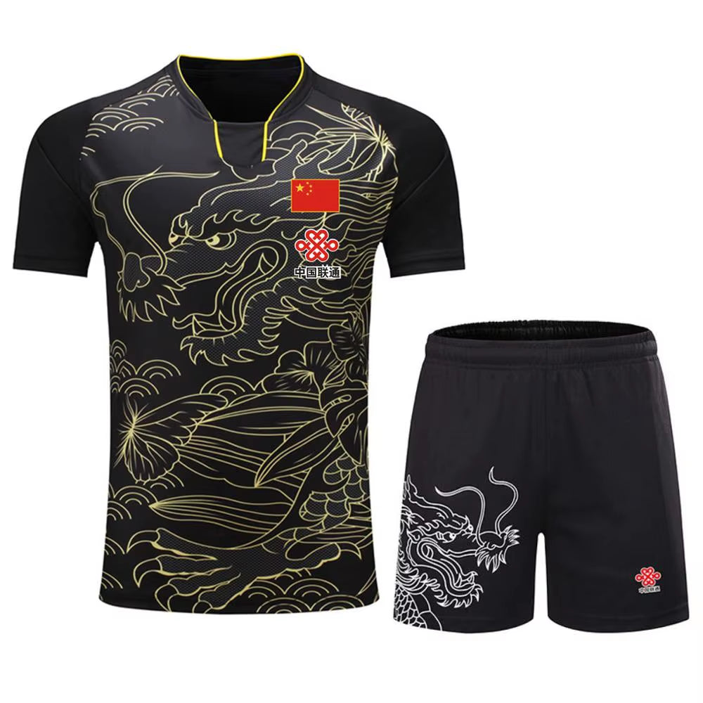 Sports CHINA Dragon Table Tennis Jerseys Shorts Men Women Child Kids Ping Pong Jersey Table Tennis Shirt Sets Sport Soccer Shirt
