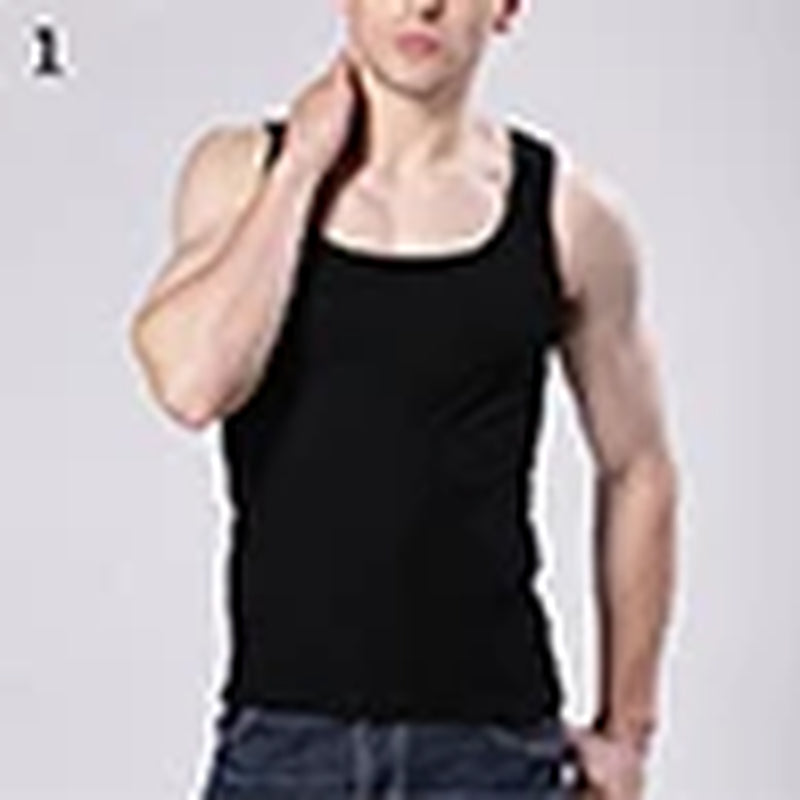 Men'S Casual Tank Sleeveless Square Neck Exercise Muscle Slim Vest Top Bodybuilding Fitness Muscle Singlet T-Shirts Camisetas