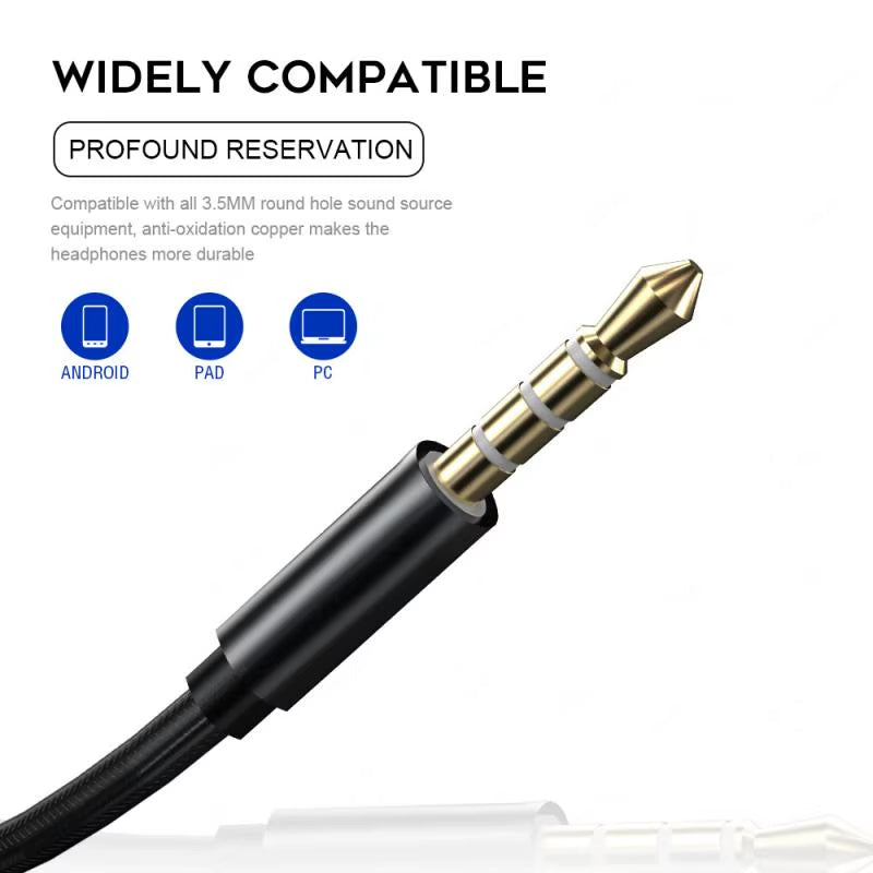 2025 Hifi Wired Earphone 3.5Mm Quad Core Sport Running Headphones Bass Stereo Headset Music Earbuds HD Microphone Hands Free