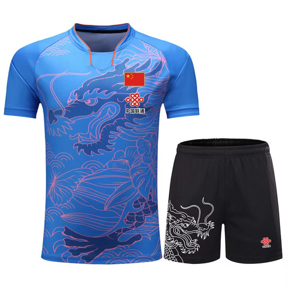 Sports CHINA Dragon Table Tennis Jerseys Shorts Men Women Child Kids Ping Pong Jersey Table Tennis Shirt Sets Sport Soccer Shirt