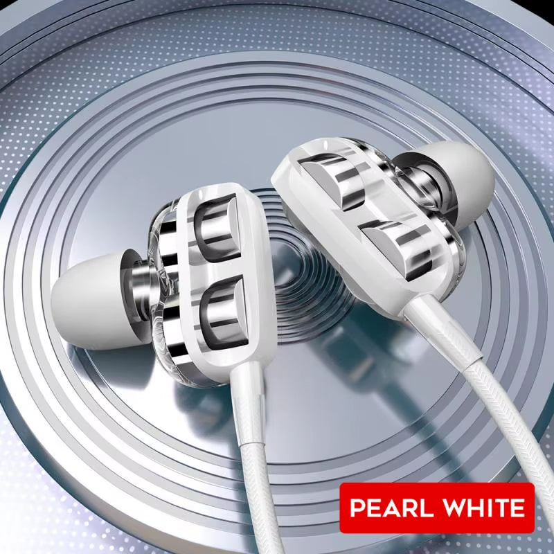 2025 Hifi Wired Earphone 3.5Mm Quad Core Sport Running Headphones Bass Stereo Headset Music Earbuds HD Microphone Hands Free