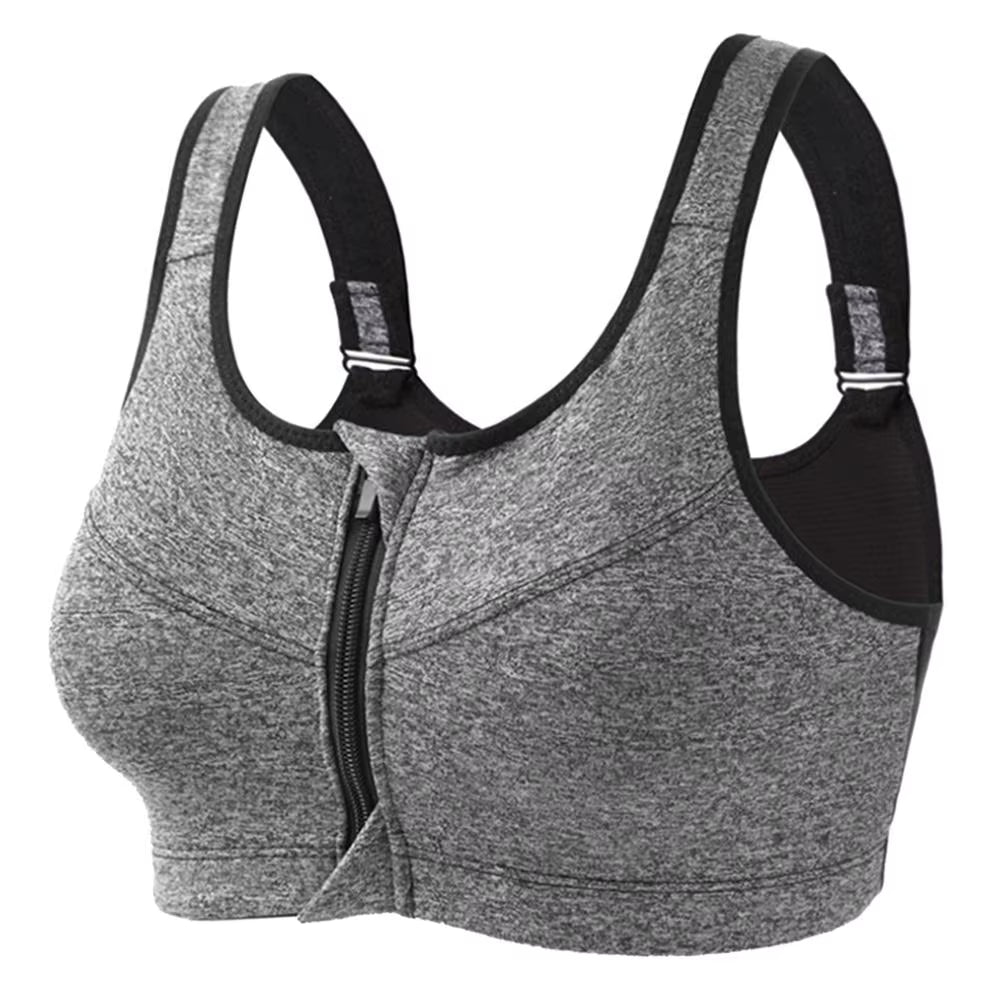 Plus Size Top Women Front Zipper Sports Bras Underwear Shockproof Gym Fitness Push up Athletic Running Yoga Sport Bra Top 3XL