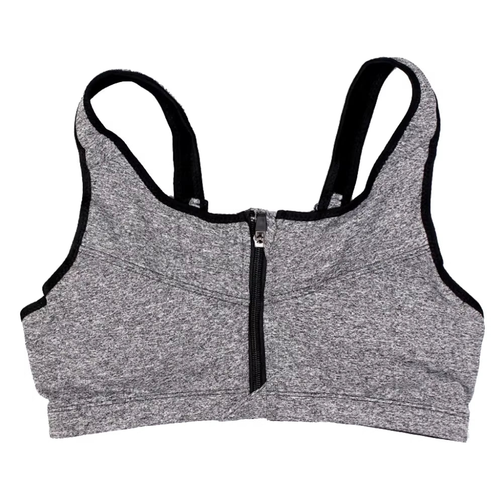 Plus Size Top Women Front Zipper Sports Bras Underwear Shockproof Gym Fitness Push up Athletic Running Yoga Sport Bra Top 3XL