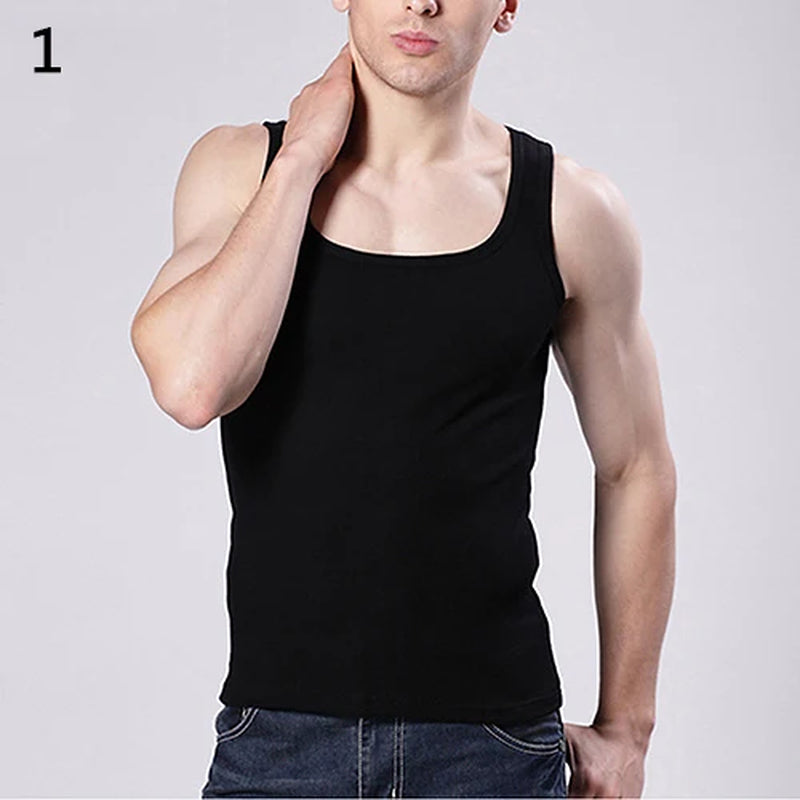 Men'S Casual Tank Sleeveless Square Neck Exercise Muscle Slim Vest Top Bodybuilding Fitness Muscle Singlet T-Shirts Camisetas